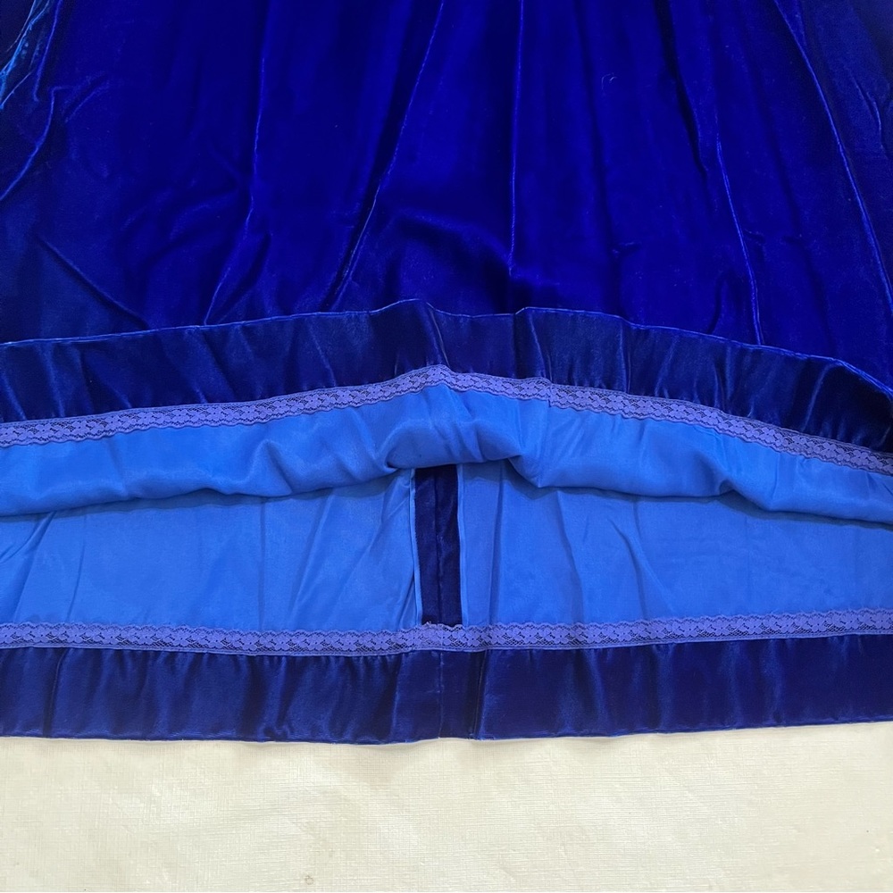 Vtg Blue Velvet 60’s 70’s Floral Empire Waist Renaissance Maxi Dress - Picture 7 of 7